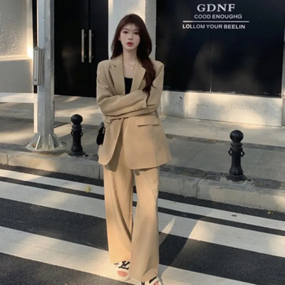 Σετ δύο τεμαχίων Γυναικεία ρούχα Γυναικείο κοστούμι σακάκι μακρυμάνικο μπουφάν Γυναικείο επαγγελματικό casual μωβ παντελόνι Παντελόνι πανωφόρι