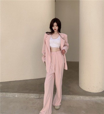 Σετ δύο τεμαχίων Γυναικεία ρούχα Γυναικείο κοστούμι σακάκι μακρυμάνικο μπουφάν Γυναικείο επαγγελματικό casual μωβ παντελόνι Παντελόνι πανωφόρι