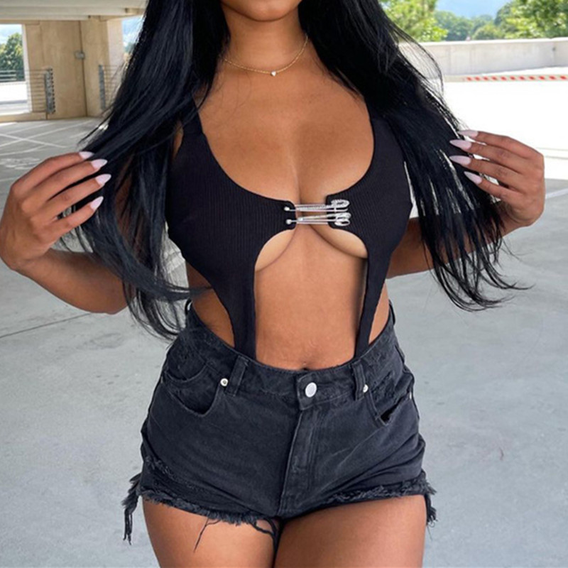 AVV Ljeto 2022. Novi dolasci Modni izdubljeni jednodijelni bodi bez rukava Seksi ženski izrezani bodi s V-izrezom bez leđa