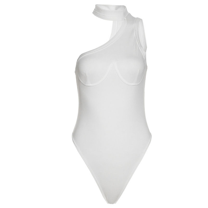 AVV Sexy Asymmetrical Halter Αμάνικο μονόχρωμο Skinny Summer Basic Body Top Romper φόρμες για γυναίκες Streetwear