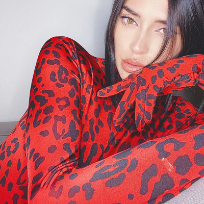 Jesen 2019. Nove modne seksi ženske rukavice s rukavima s leopard printom, dolčevita s dugim rukavima, mršave dame, ležerni kombinezoni za zabave