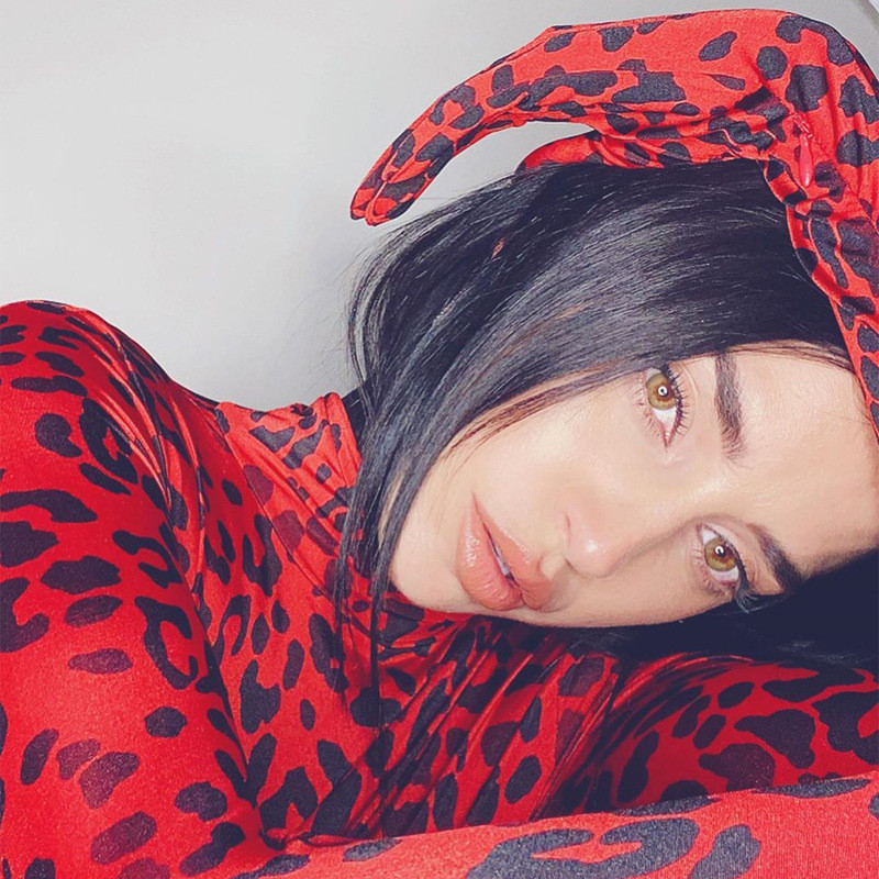 Toamna 2019 Noua Modă Sexy Femei Mănuși Cu mâneci Leopard Print Turtleneck Mânecă lungă Skinny Doamnelor Casual Party Salopete