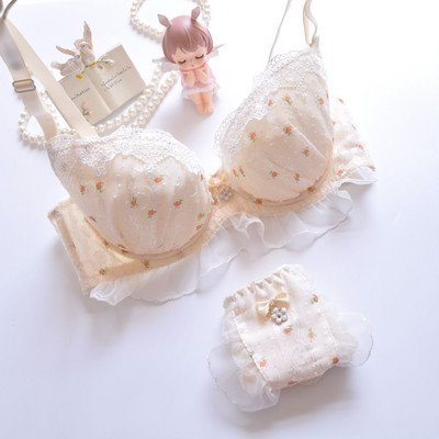 Νέο σέξι δαντελένιο σετ σουτιέν με λουράκι ώμου Γυναικεία εσώρουχα Push Up Μεγάλο μέγεθος Εσώρουχα Plus Two Cups Underwire BCDE Cup Σετ σουτιέν