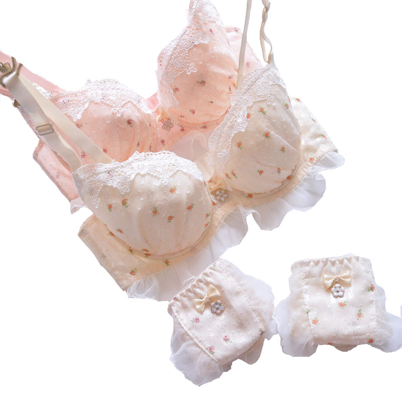 Νέο σέξι δαντελένιο σετ σουτιέν με λουράκι ώμου Γυναικεία εσώρουχα Push Up Μεγάλο μέγεθος Εσώρουχα Plus Two Cups Underwire BCDE Cup Σετ σουτιέν