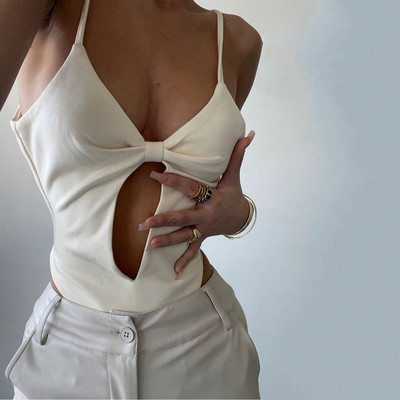 AVV Deep V Neck Romper Fitness Romper Αμάνικο Ανοιχτό Πίσω Κοίλο έξω Λεπτό σέξι καλοκαιρινό κορμάκι μαύρο λευκό κορμάκι Top Clubwear