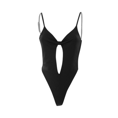 AVV Deep V Neck Romper Fitness Romper Αμάνικο Ανοιχτό Πίσω Κοίλο έξω Λεπτό σέξι καλοκαιρινό κορμάκι μαύρο λευκό κορμάκι Top Clubwear