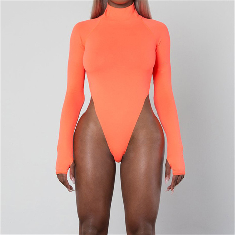 Νέον Πράσινο Σέξι Γυναικείο Κορμάκι Νέα άφιξη Φθορίζον Φορμάκια με τρύπα με μακρυμάνικο γυναικείο ολόσωμο