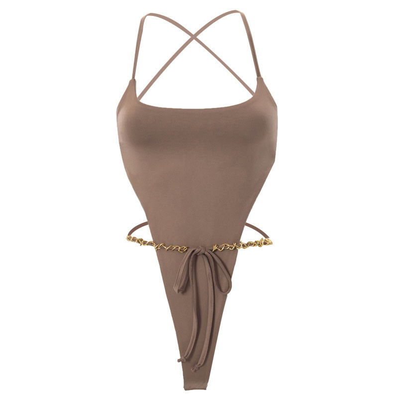 AVV naiste varrukateta ühevärviline kett rihm, pitsiline body Seksikas seljata tänavariietus, suvine kõhn kehatopsid, mood