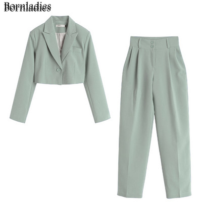 Bornladies sügisesed kaheosalised komplektid Korea moe bleiser, naiste mantel ja pükskostüümid pikkade varrukatega komplekt, 2 osaline komplekt