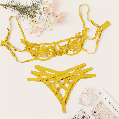 Comeondear Set de sutien din dantelă Bretele Lenjerie de corp pentru femei Slip Lenjerie sexy Transparent M XL Sutien și chiloți fără crotch