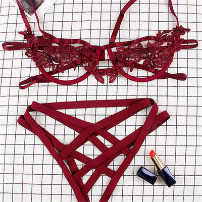 Comeondear Set de sutien din dantelă Bretele Lenjerie de corp pentru femei Slip Lenjerie sexy Transparent M XL Sutien și chiloți fără crotch