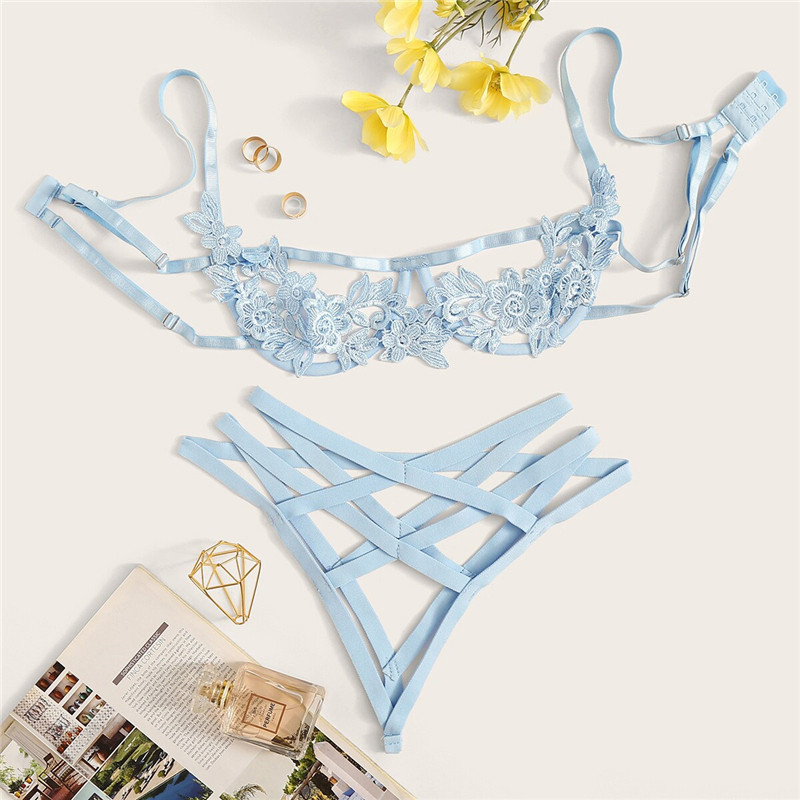 Comeondear Set de sutien din dantelă Bretele Lenjerie de corp pentru femei Slip Lenjerie sexy Transparent M XL Sutien și chiloți fără crotch