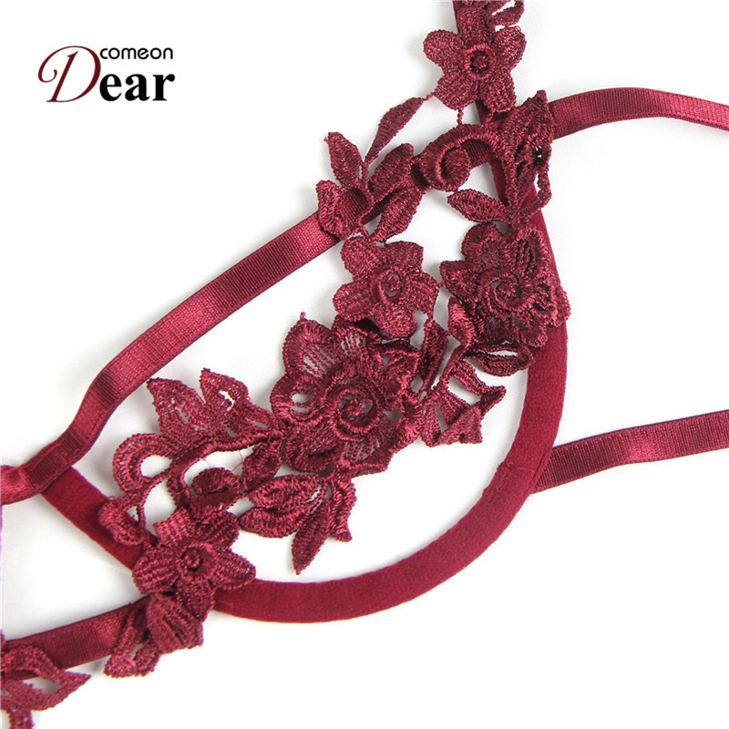 Comeondear Set de sutien din dantelă Bretele Lenjerie de corp pentru femei Slip Lenjerie sexy Transparent M XL Sutien și chiloți fără crotch