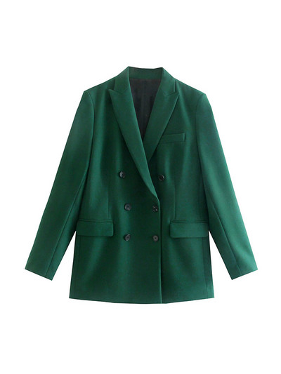Femei Elegante Blazer Verde Inchis Drept 2022 Toamna Femeii Solid Basic Se potrivesc Doamnelor Costum cu pantaloni cu talie medie