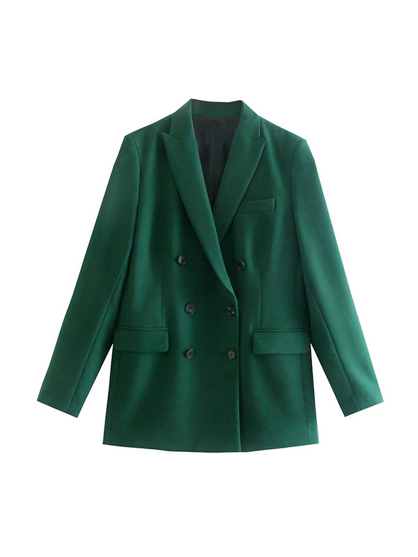 Femei Elegante Blazer Verde Inchis Drept 2022 Toamna Femeii Solid Basic Se potrivesc Doamnelor Costum cu pantaloni cu talie medie