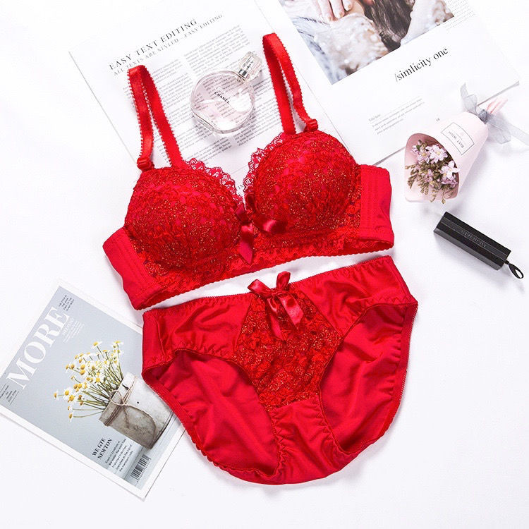 Set de sutiene cu fundă drăguț pentru femei, lenjerie sexy din dantelă, costum de sutien, lenjerie de corp pentru fete, bralette fără sârmă, sutien de culoare uni, slip alb de primăvară.