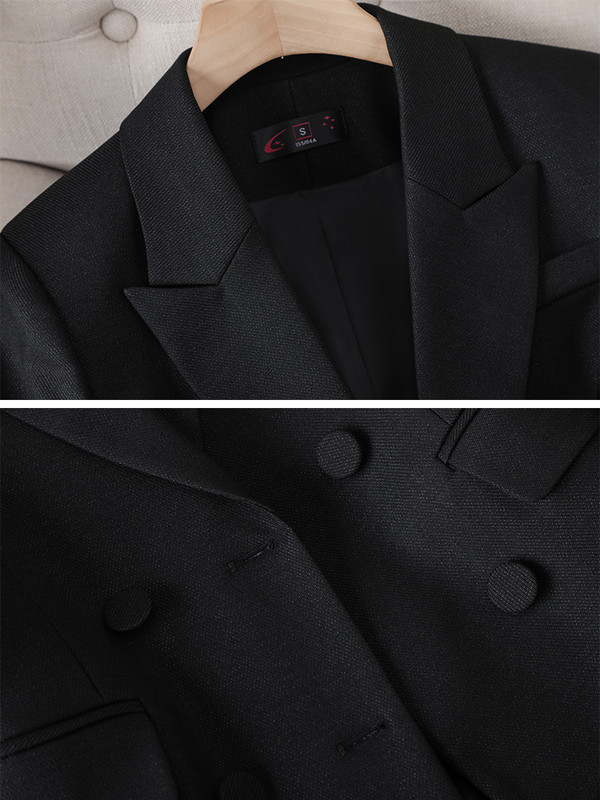 Mėlyna purpurinė juoda moteriškas švarkas ir kelnių kostiumas biuro moteriškas darbo drabužis 2 dalių komplektas moteriškas švarkas ir kelnės