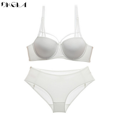 Νέο Hot σέξι εσώρουχα 2020 Πράσινη βαμβακερή σουτιέν Push Up Σετ σουτιέν 3/4 Cup Μαύρα γυναικεία εσώρουχα Σετ δαντέλα Σουτιέν Deep V Gather