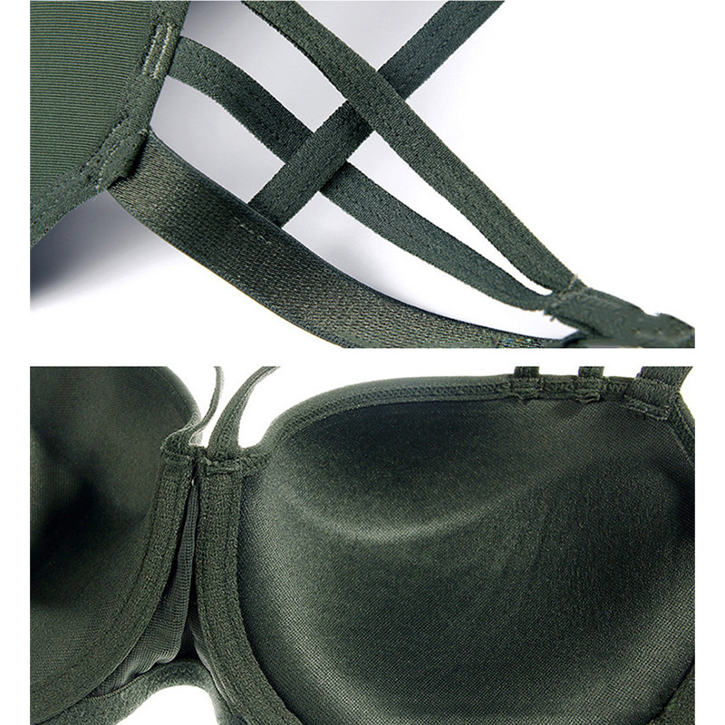 Νέο Hot σέξι εσώρουχα 2020 Πράσινη βαμβακερή σουτιέν Push Up Σετ σουτιέν 3/4 Cup Μαύρα γυναικεία εσώρουχα Σετ δαντέλα Σουτιέν Deep V Gather