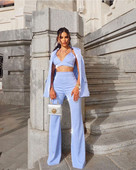 KÕRGE KVALITEETNE New Fashion 2023 Designer bleiserülikonna komplekt Naiste ühe nööbiga teemantide helmestega Camis pükskostüüm, 3tk komplekt