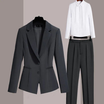 Φθινοπωρινά σύνολα κοστούμι σακάκι δύο τεμαχίων για γυναίκες ρούχα γραφείου Γυναικεία επίσημα γυναικεία κοστούμια σακάκι και παντελόνι Σετ 2 κομψών τεμαχίων