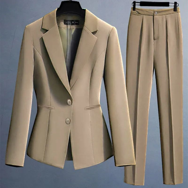 Ținute de toamnă Costum Jachetă Seturi două piese pentru femei Îmbrăcăminte de birou Femei Formal Blazer și pantaloni Set de costume 2 piese elegante