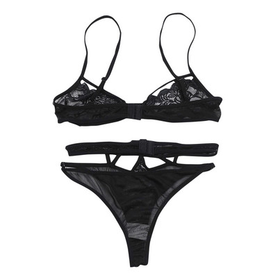 Set de sutien sexy pentru femei Lenjerie de corp Lenjerie de corp Set de lenjerie de corp neagră sexy Sutien senzual erotic, cu bretele, pijamale