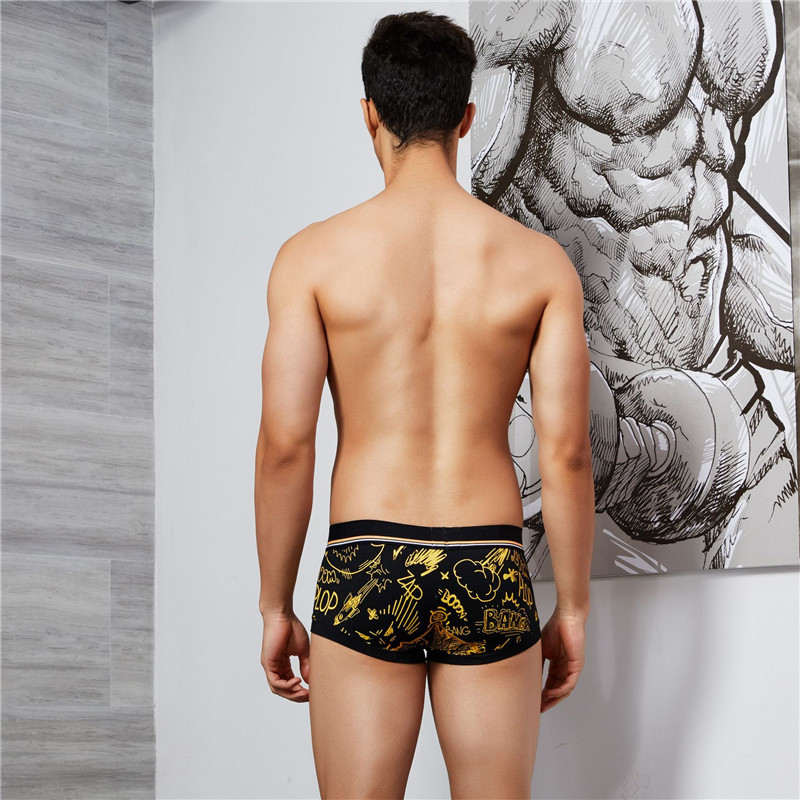 SEOBEAN Lenjerie de corp pentru bărbați noi Boxer din bumbac Moda cu talie joasă U-convex Desene animat Graffiti Boxeri sexy