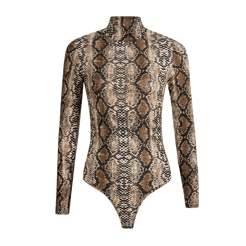 Body body pentru femei cu gât înalt Coral Bandage Salopetă Salopetă Tricou cu imprimeu șarpe Salopete Body Salopete