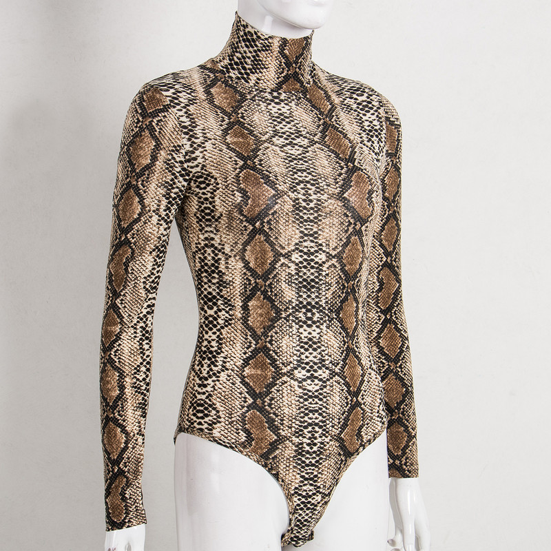 Body body pentru femei cu gât înalt Coral Bandage Salopetă Salopetă Tricou cu imprimeu șarpe Salopete Body Salopete