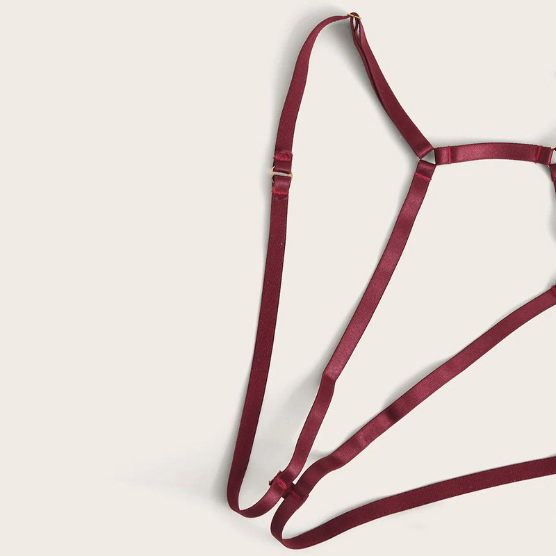 Γυναικεία Σετ Σουτιέν Εσώρουχα Σέξι Εκλεκτά Ανοιχτό Σουτιέν+Γκάρτερ+σλιπ Σετ Babydoll Cut-out Εσώρουχα Πυζόνια Νυχτικά Lenceria