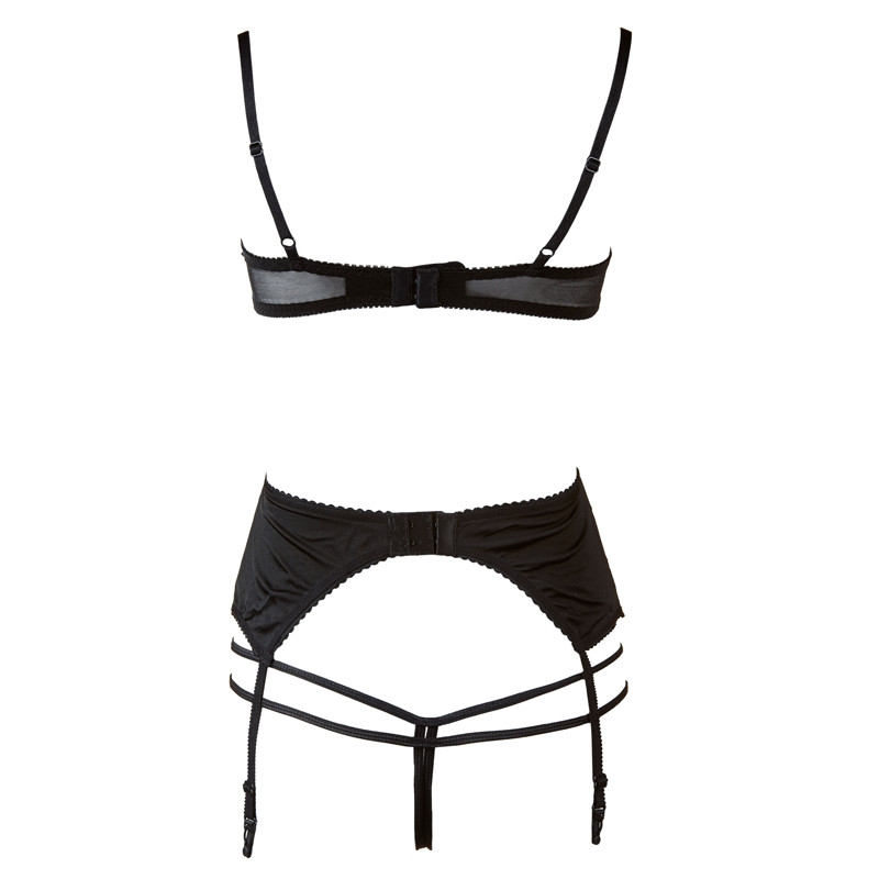 Γυναικεία εσώρουχα Ανοιχτό σουτιέν χωρίς καβάλο Σετ Push Up Διαφανές εξαιρετικά λεπτό σουτιέν + εσώρουχα + καλτσοδέτες Σέξι εσώρουχα κεντήματα δαντέλα