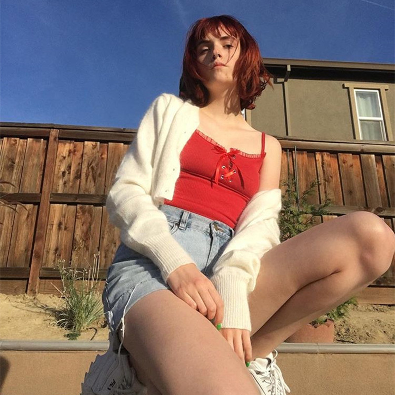 Καλοκαιρινό Νέο Κόκκινο Slim πλεκτό κορμάκι Γυναικεία σέξι κορδόνια με λουράκια σπαγγέτι Splices φορμάκια Small Fresh halter jumpsuits