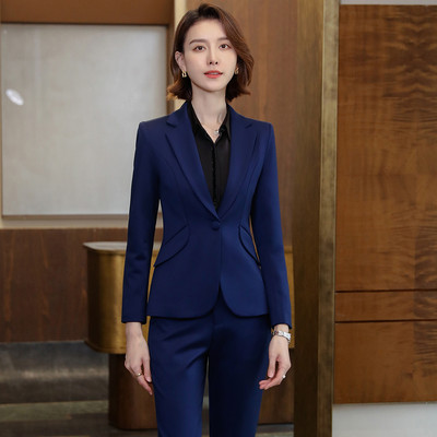 Roșu Albastru închis Negru Costum pantalon femei pentru Office Lady Set două piese Mărimea S-4XL Blazer formal de carieră de lucru cu costum de set de pantaloni