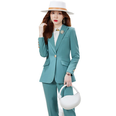 Roșu Albastru închis Negru Costum pantalon femei pentru Office Lady Set două piese Mărimea S-4XL Blazer formal de carieră de lucru cu costum de set de pantaloni