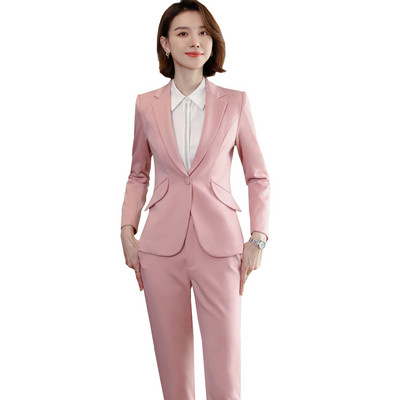 Roșu Albastru închis Negru Costum pantalon femei pentru Office Lady Set două piese Mărimea S-4XL Blazer formal de carieră de lucru cu costum de set de pantaloni