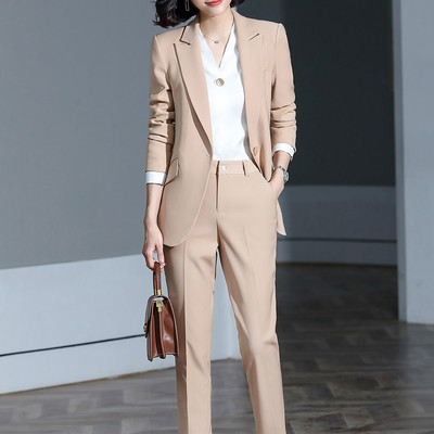 Roșu Albastru închis Negru Costum pantalon femei pentru Office Lady Set două piese Mărimea S-4XL Blazer formal de carieră de lucru cu costum de set de pantaloni