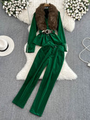 Γυναικείο σετ δύο τεμαχίων χειμερινής μόδας Κομψό μακρυμάνικο μπλουζάκι και παντελόνι, γυναικεία vintage κοστούμια ζεστά ρούχα Νέο