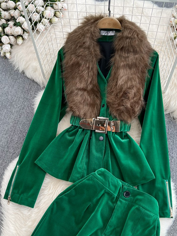 Γυναικείο σετ δύο τεμαχίων χειμερινής μόδας Κομψό μακρυμάνικο μπλουζάκι και παντελόνι, γυναικεία vintage κοστούμια ζεστά ρούχα Νέο