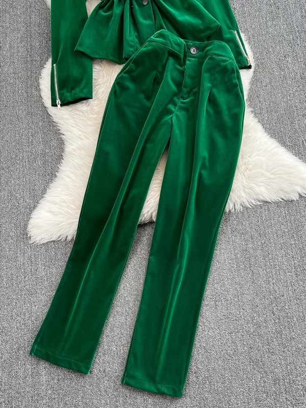 Γυναικείο σετ δύο τεμαχίων χειμερινής μόδας Κομψό μακρυμάνικο μπλουζάκι και παντελόνι, γυναικεία vintage κοστούμια ζεστά ρούχα Νέο