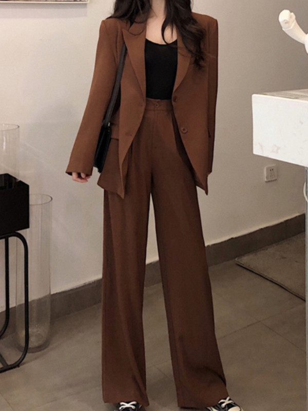 Naiste moodne pükskostüüm, pükskostüüm, naiste moeülikond, pikkade varrukatega jakk + püksid, kaheosaline komplekt naiste sügisriided
