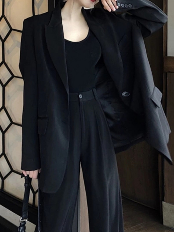 Naiste moodne pükskostüüm, pükskostüüm, naiste moeülikond, pikkade varrukatega jakk + püksid, kaheosaline komplekt naiste sügisriided