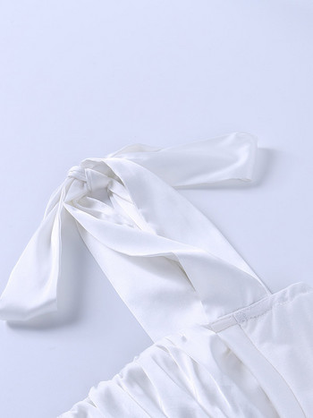 Viifaa Knot Strap Ruched Bust Λευκές μπλούζες Κομψό γυναικείο κορμάκι Καλοκαίρι 2022 Sexy Bodys Femme Slim Skinny κορμάκια