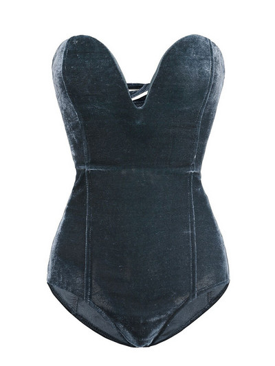 Viifaa jednobojni bodi od baršuna bez leđa, s izrezom bez naramenica, seksi gornji dio tijela za zabavu, ženski bodi uz vezanje na leđima