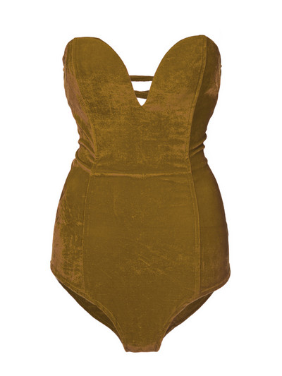 Viifaa jednobojni bodi od baršuna bez leđa, s izrezom bez naramenica, seksi gornji dio tijela za zabavu, ženski bodi uz vezanje na leđima