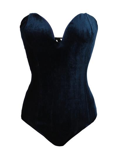 Viifaa jednobojni bodi od baršuna bez leđa, s izrezom bez naramenica, seksi gornji dio tijela za zabavu, ženski bodi uz vezanje na leđima