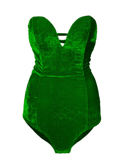 Viifaa jednobojni bodi od baršuna bez leđa, s izrezom bez naramenica, seksi gornji dio tijela za zabavu, ženski bodi uz vezanje na leđima