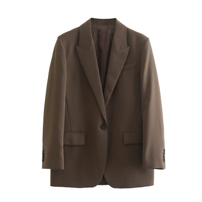 TRAF 2023 Γυναικεία σετ 2 τεμαχίων Μόδα Loose παλτό με μονό κουμπί + Λεπτό μακρύ παντελόνι High Wasit Commute Causal σετ