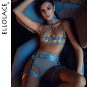Ellolace Sutien Deschis Lenjerie Fetiș Necenzurat Lenjerie de corp sexy Lenjerie erotică de lux Seturi Bilizna Sky Blue Push Obișnuit ținută goală
