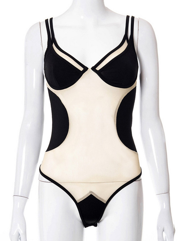 Καλοκαίρι 2022 Σέξι γυναικείο κορμάκι Μπλούζε με λουράκι σπαγγέτι Ανοιξιάτικο διχτυωτό Playsuits Slim Patchwork Romper Body για γυναίκες Γυναικείο